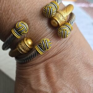 Set Gold and Silver Cable Cuffs Bracelet 3 New Special Bundle Holiday Purchase